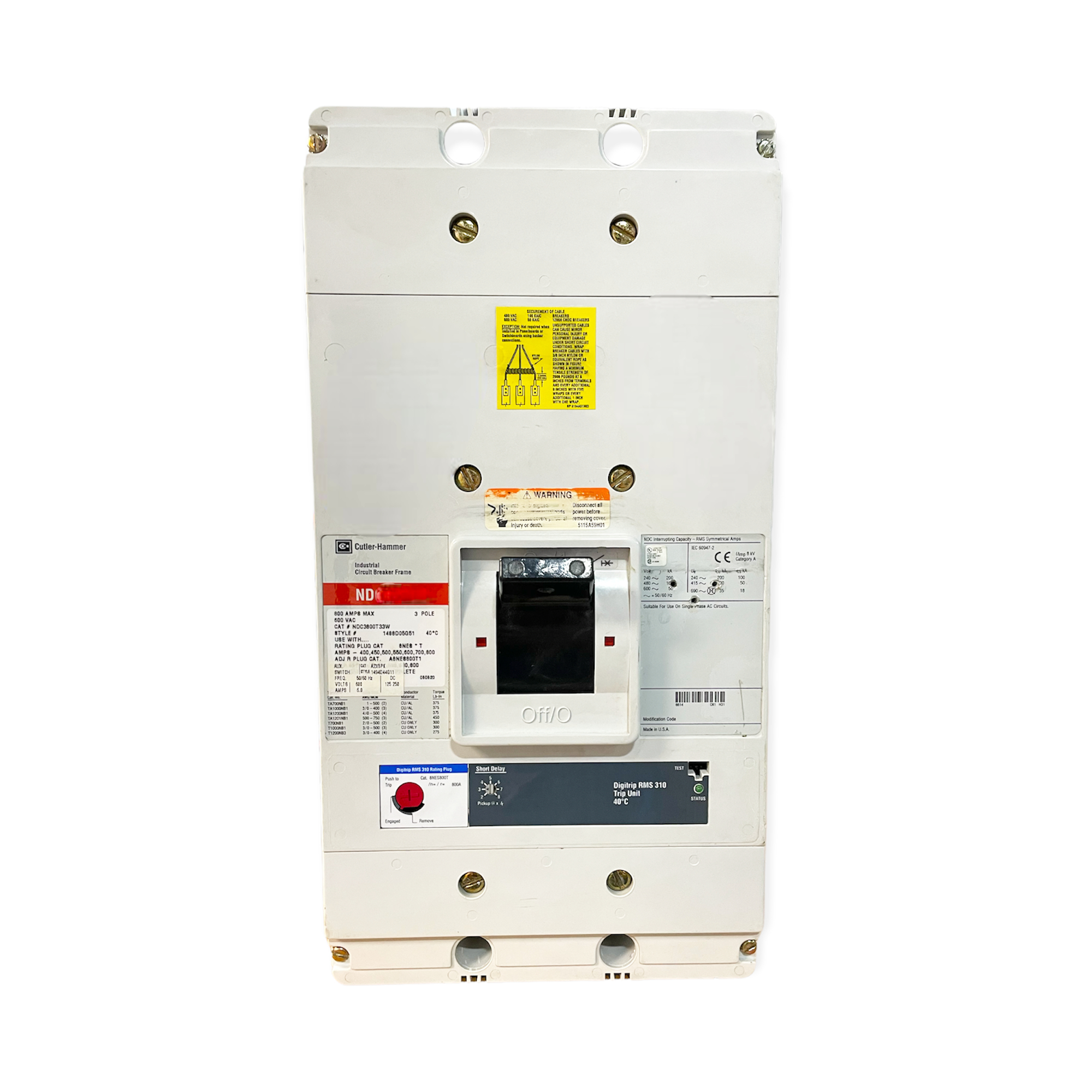NDC3800T107W LSIA Circuit Breaker 800 AMP 3 Pole(s) EATON