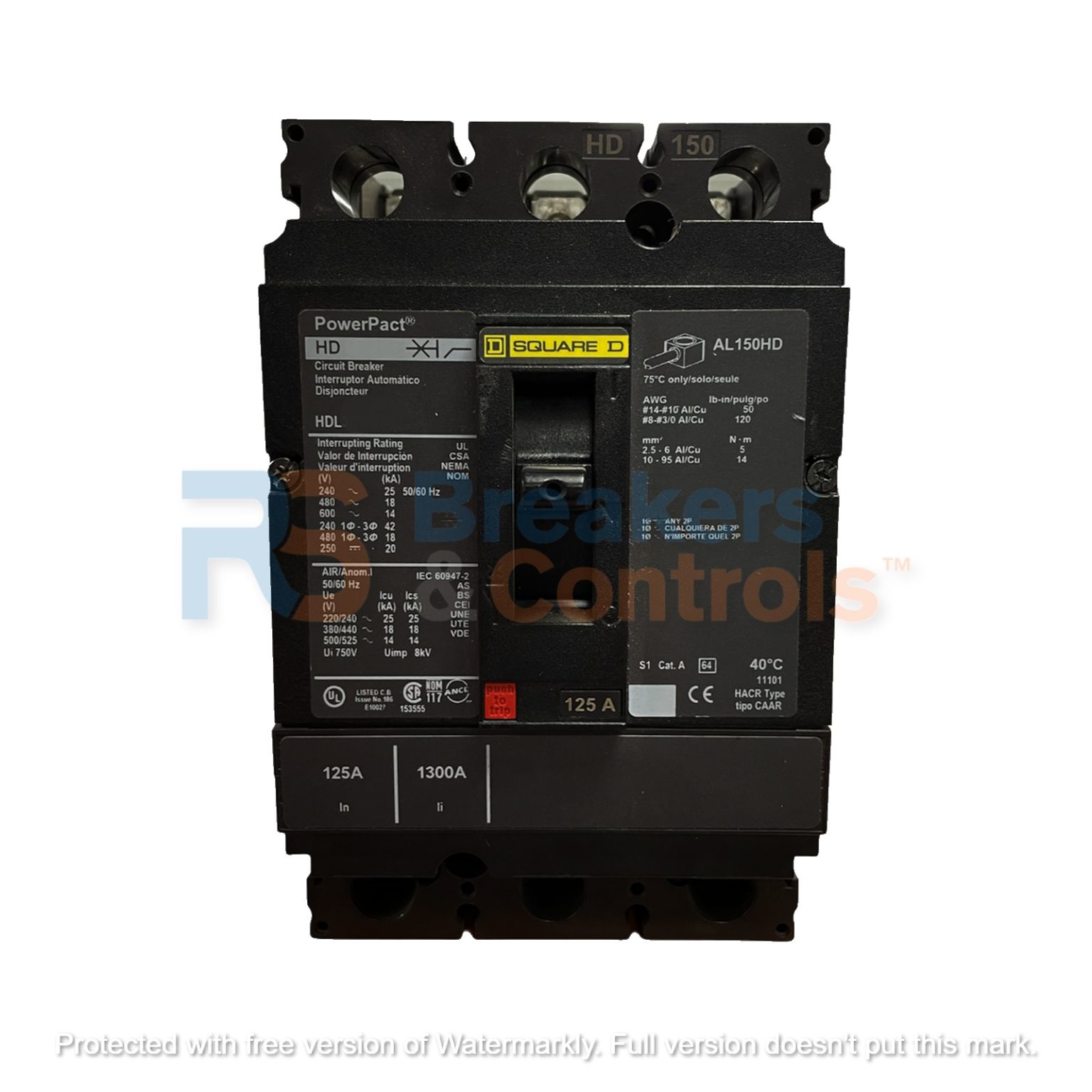 HDL36125 Circuit Breaker 125 AMP 3 Pole(s) SQUARE D