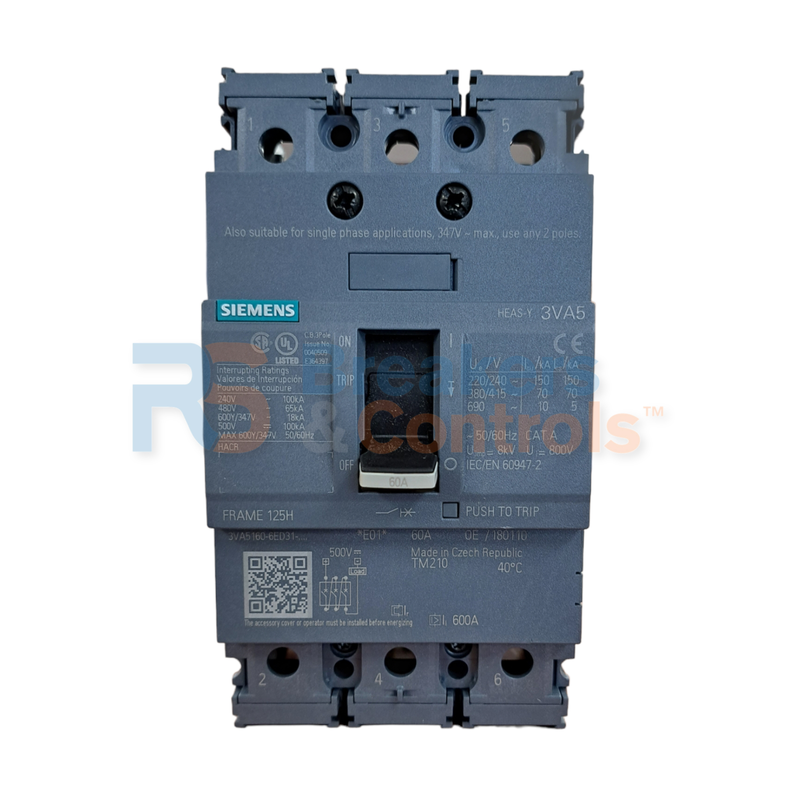 3VA51606EF310AA0 Circuit Breaker 60 AMP 3 Pole(s) SIEMENS